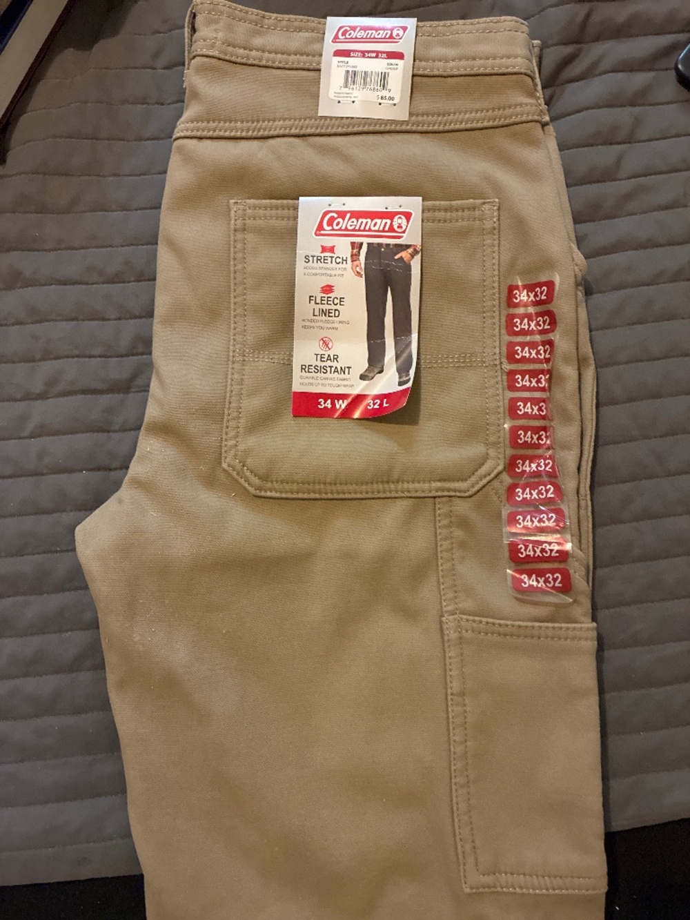 NWT Coleman - stretch - fleece lined - tear resistant jeans